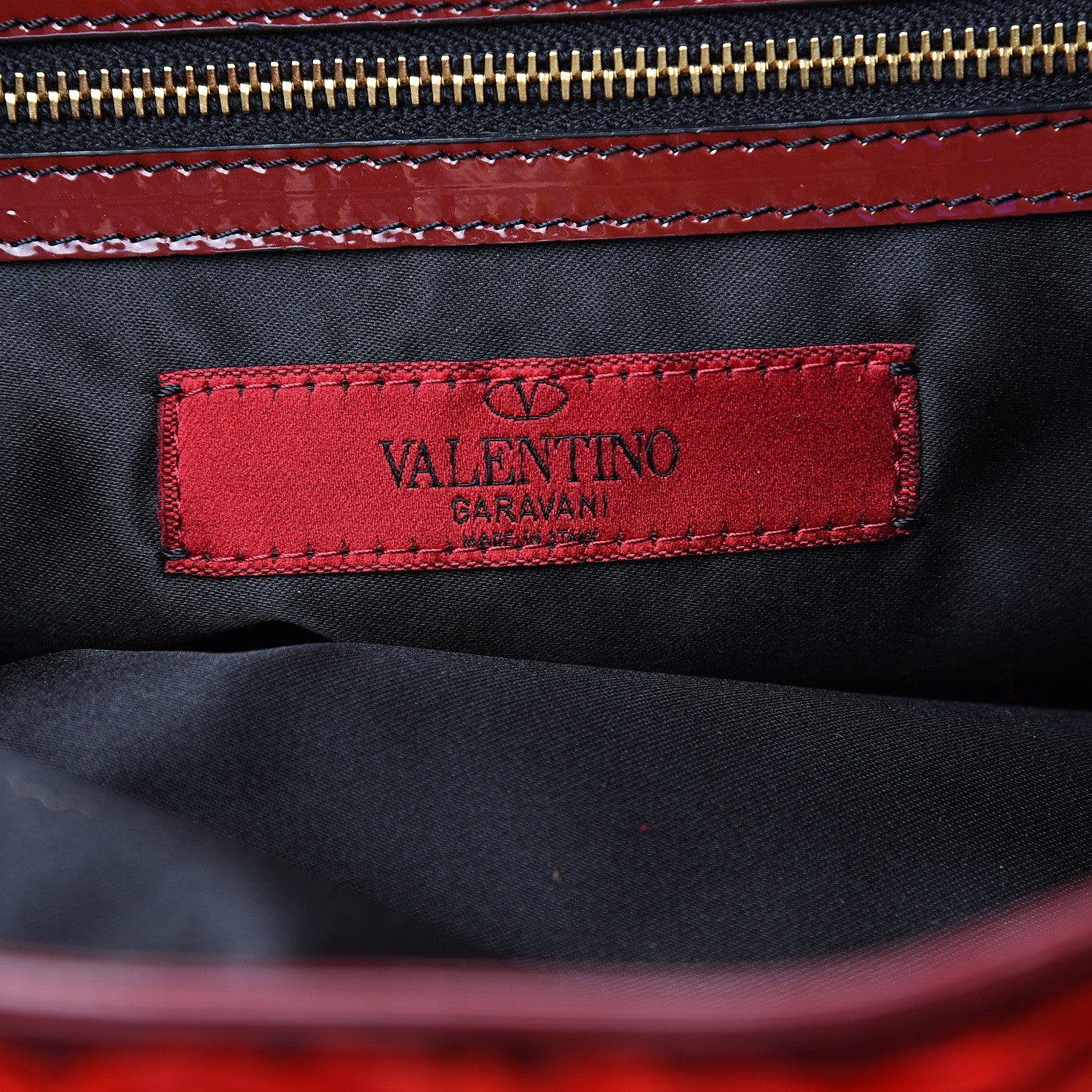 Valentino Garavani Silk Patent Rosier Tote Red 6 of 9
