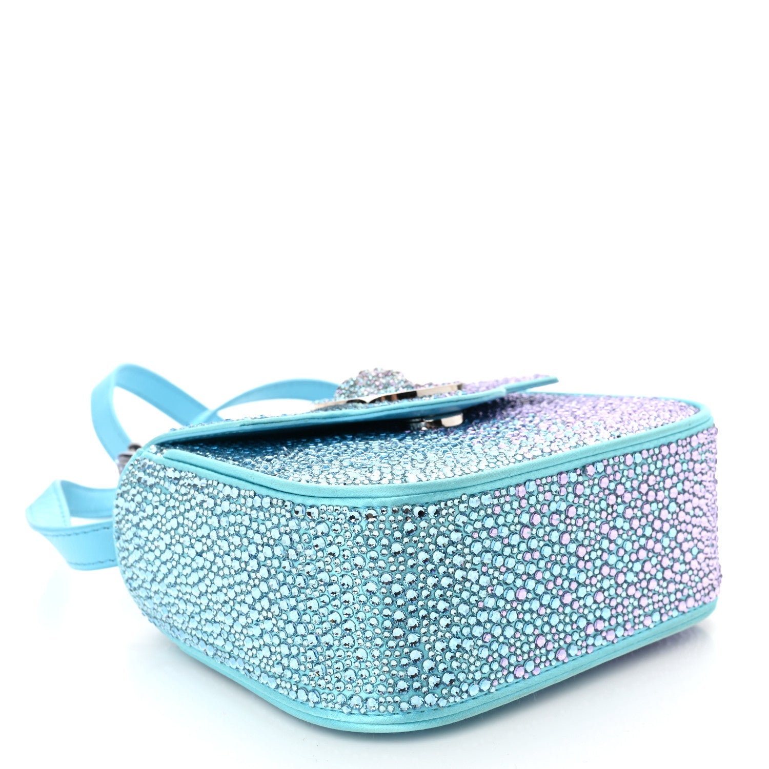 Versace Satin Crystal Studded Mini La Medusa Bag Blue 4 of 11