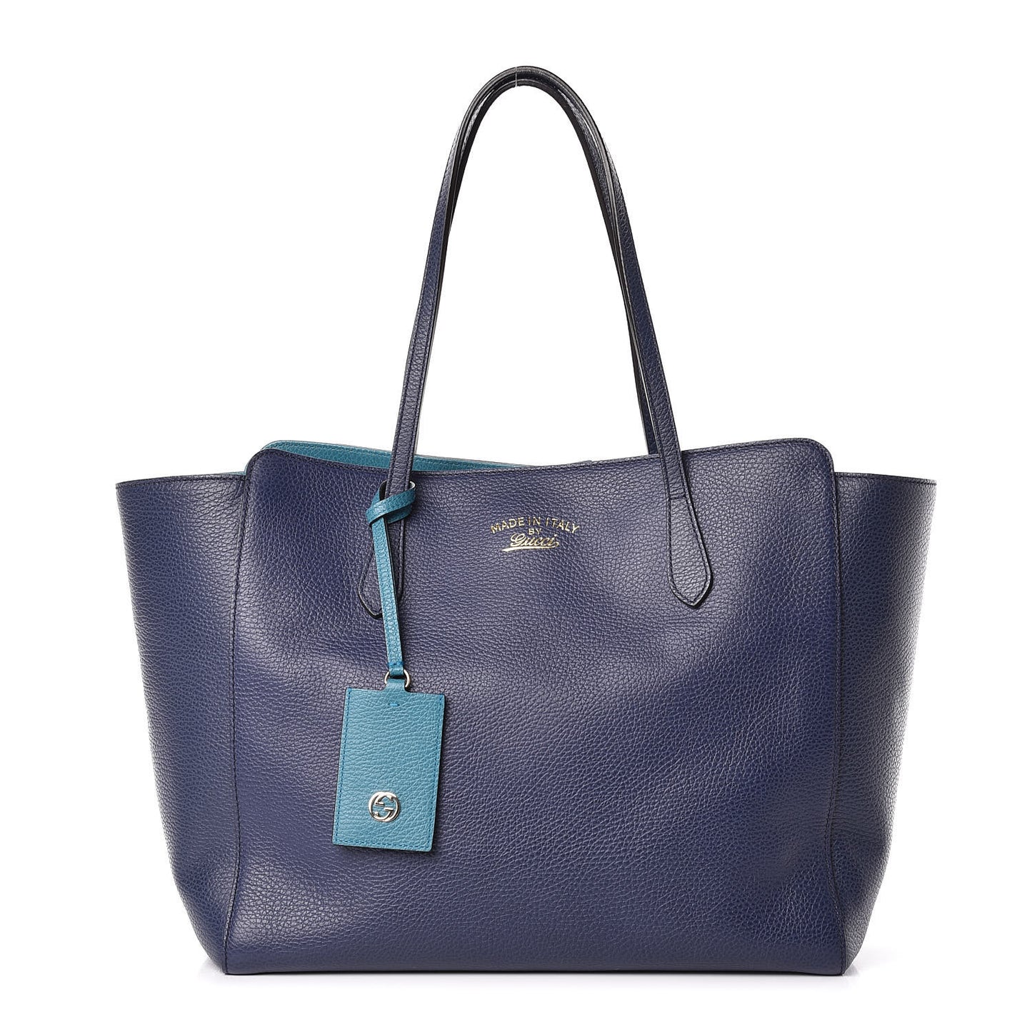 Dollar Calfskin Medium Swing Tote Marine Deep Cobalt