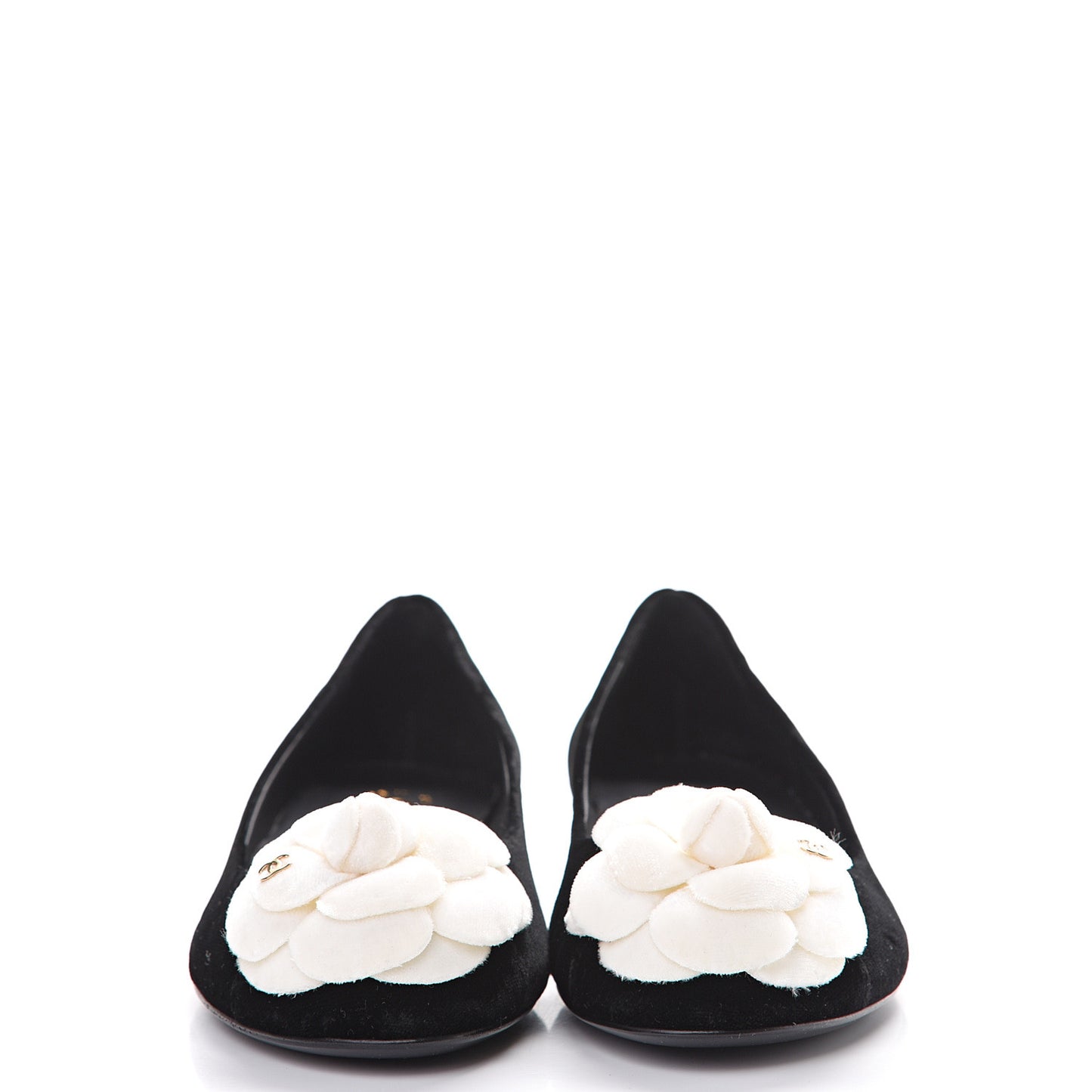 Velvet Camellia Ballerina Flats 35 Black
