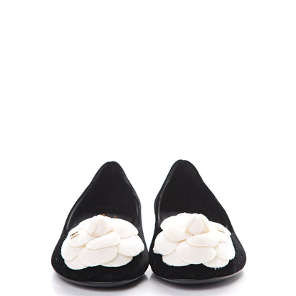 Chanel Velvet Camellia Ballerina Flats 35 Black 2 of 9