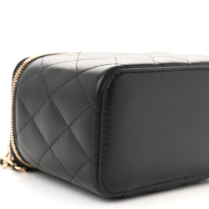 Chanel Lambskin Quilted Small Top Handle Vanity Case With Chain Black 9 of 13