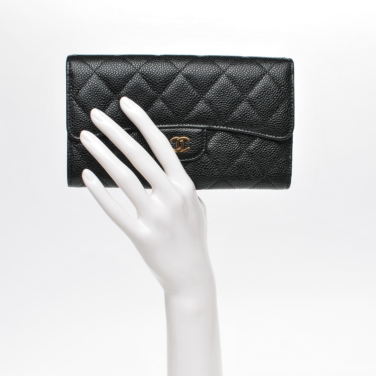 Chanel Caviar Quilted Long Flap Wallet Black 2 of 9
