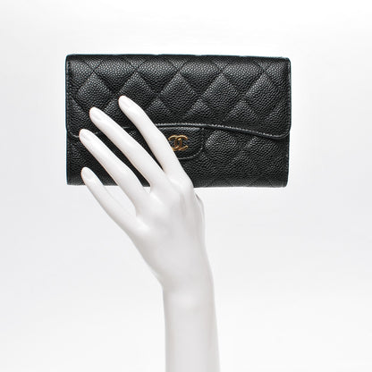 Chanel Caviar Quilted Long Flap Wallet Black 2 of 9
