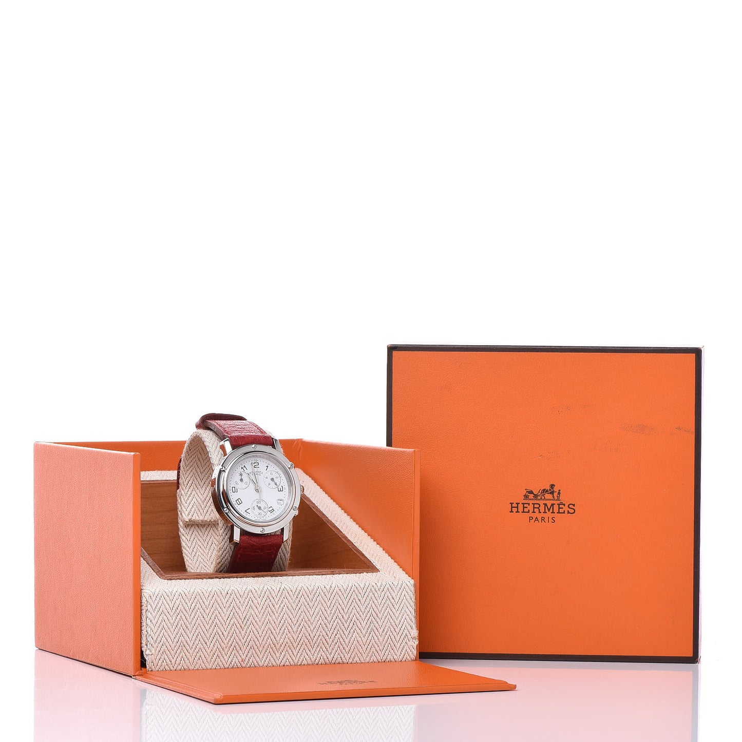 Stainless Steel Buffle Skippe 31mm Clipper Chronograph Quartz Watch Rouge Casaque