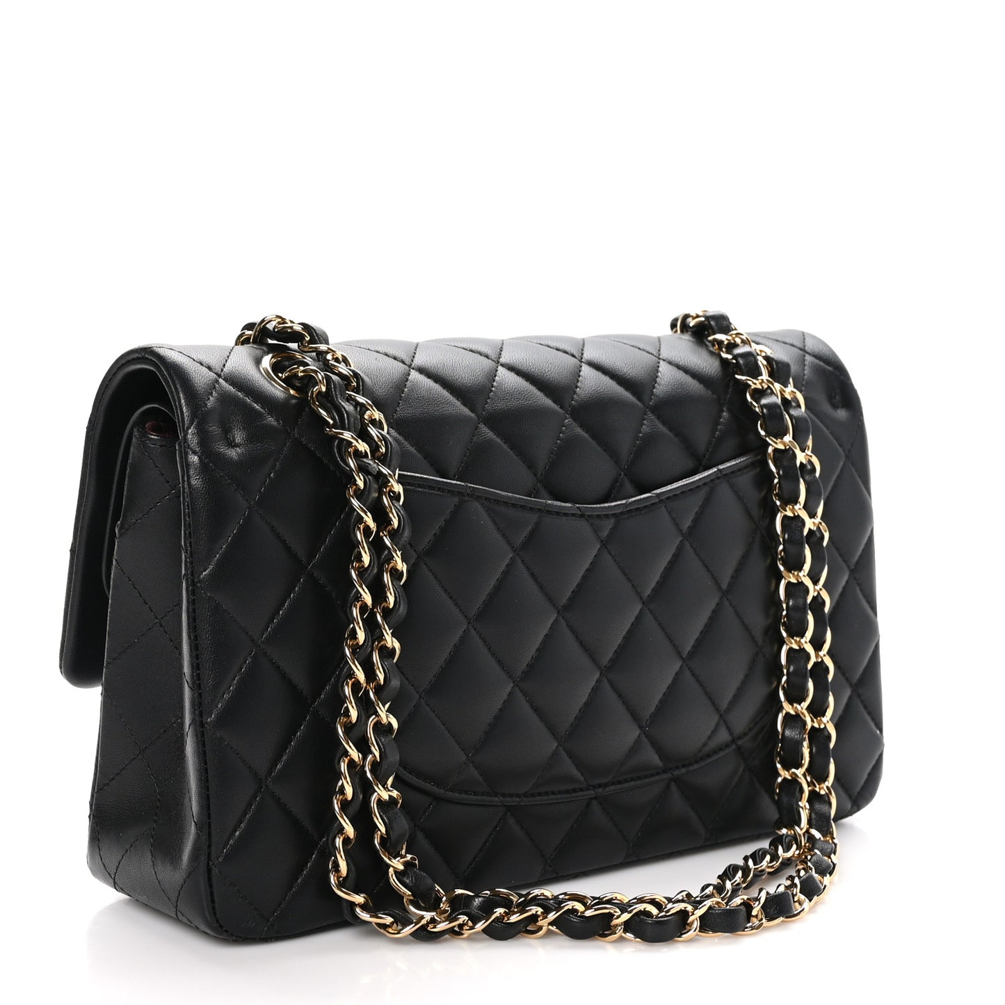 Lambskin Quilted Medium Double Flap Black