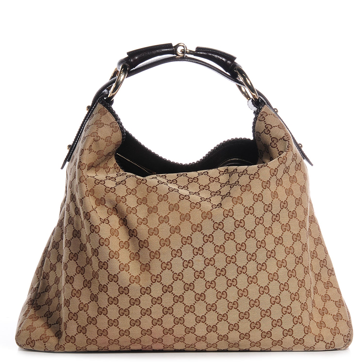 Gucci Monogram Large Horsebit Chain Hobo Brown 1 of 7