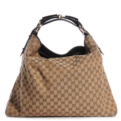 Gucci Monogram Large Horsebit Chain Hobo Brown 1 of 7