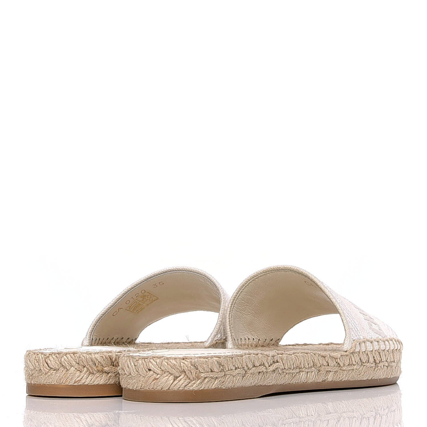 Christian Dior Canvas Embroidered Granville Espadrille Flat Slide Sandals 35 Ivory 4 of 10
