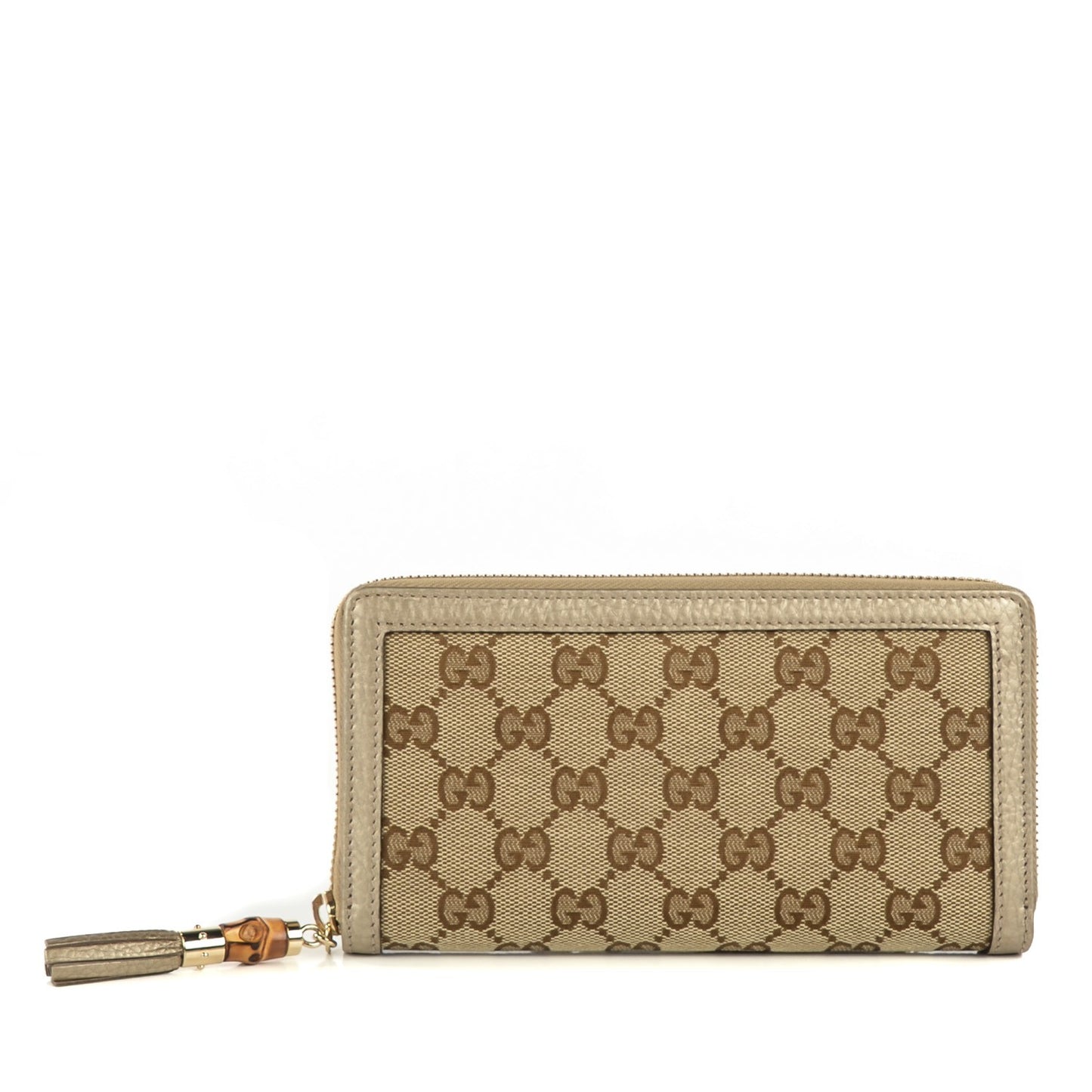 Monogram Bamboo Tassel Zip Around Wallet Gold