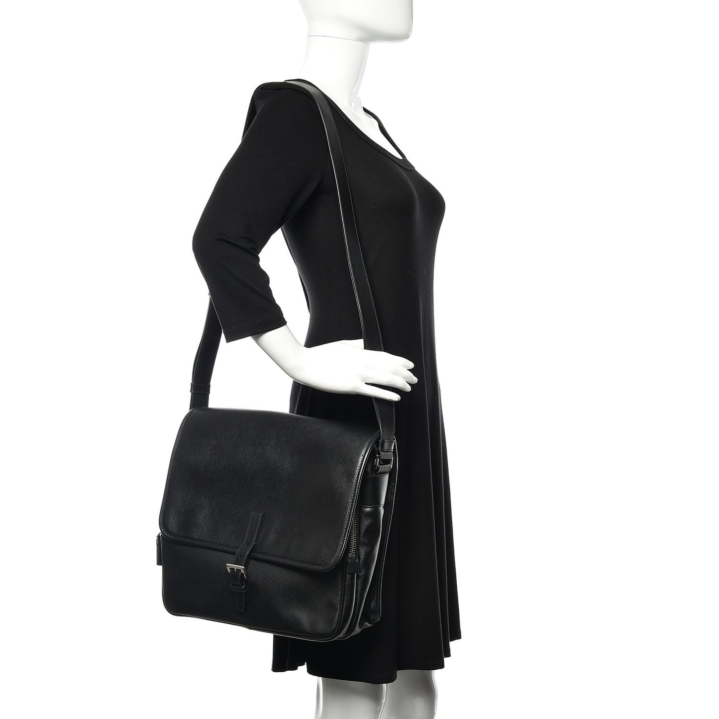 Saffiano Messenger Satchel Black