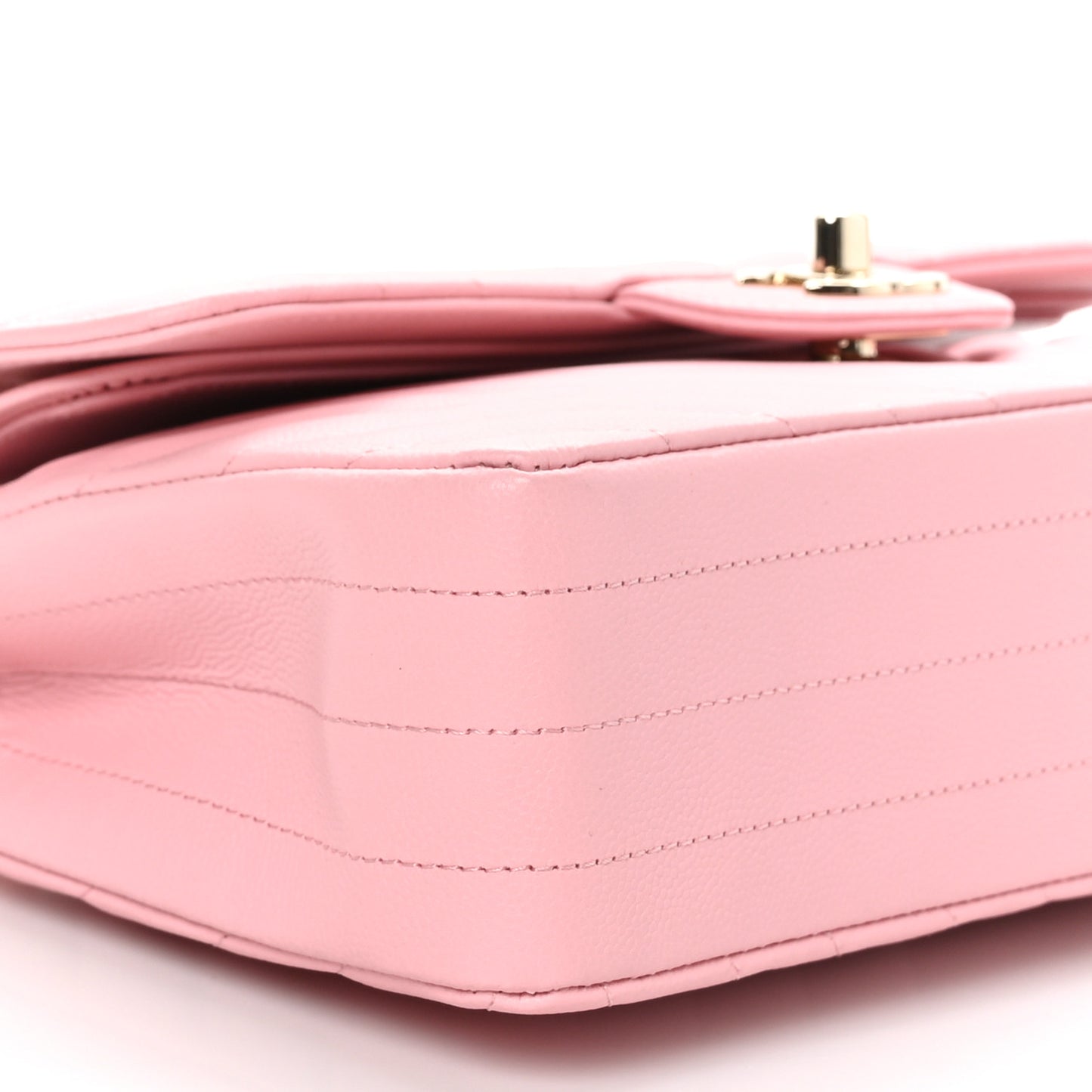 Caviar Chevron Quilted Small Double Flap Pink
