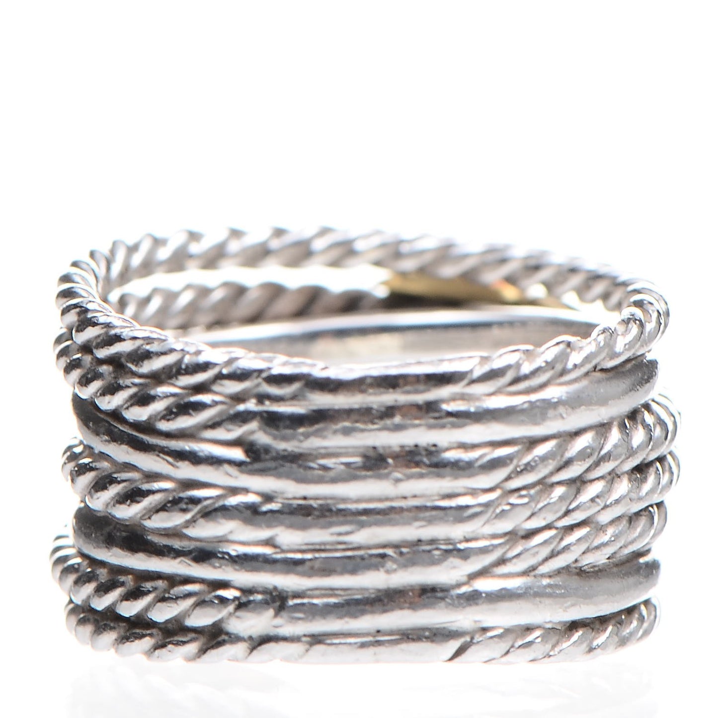Sterling Silver 18K Yellow Gold 14mm Double X Crossover Ring 49.5 5