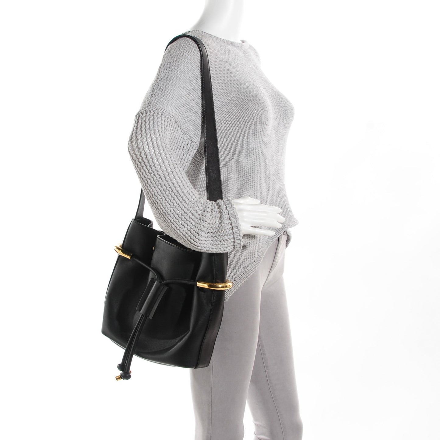 Calfskin Small Emma Bucket Black