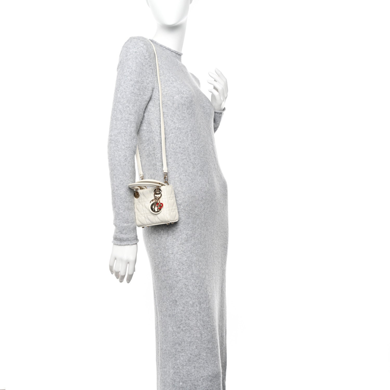 Christian Dior Calfskin Cannage Dioramour Micro Lady Dior Dior White 2 of 15