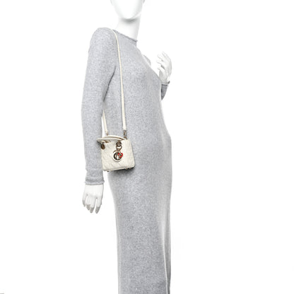 Christian Dior Calfskin Cannage Dioramour Micro Lady Dior Dior White 2 of 15
