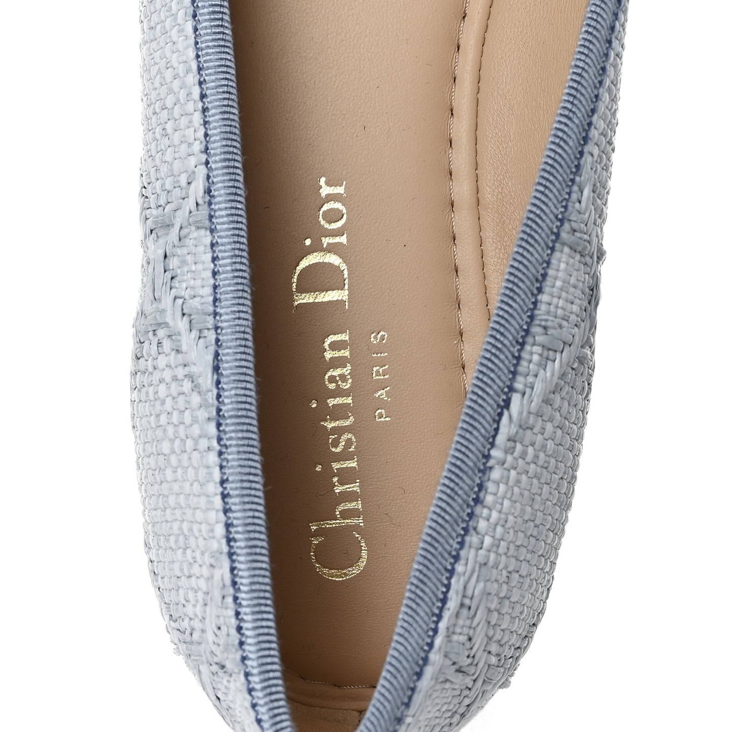 Raffia Cannage Ballet Flat 39.5 Bleu Pastel