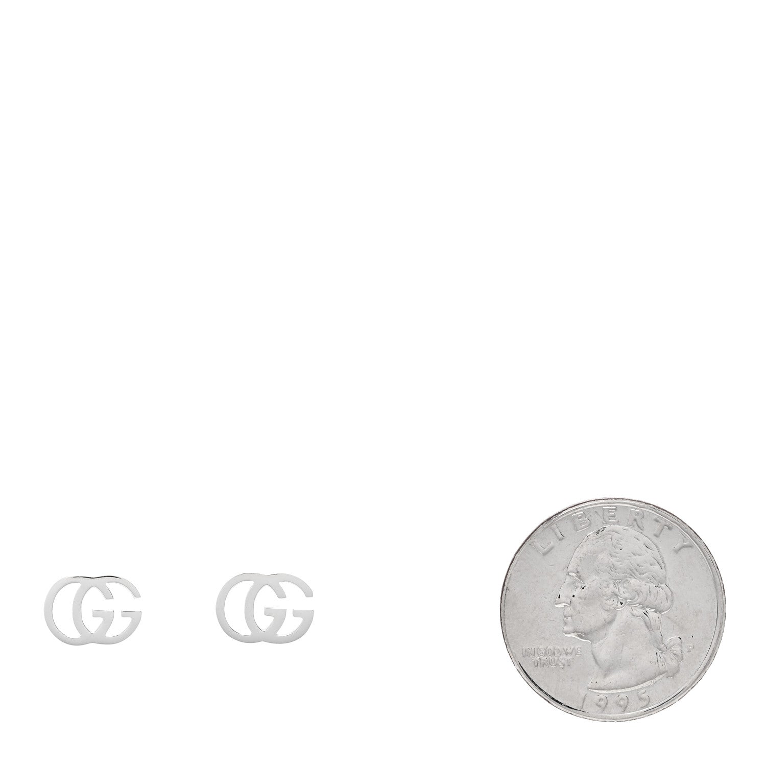 Gucci 18K White Gold Running G Stud Earrings 2 of 4