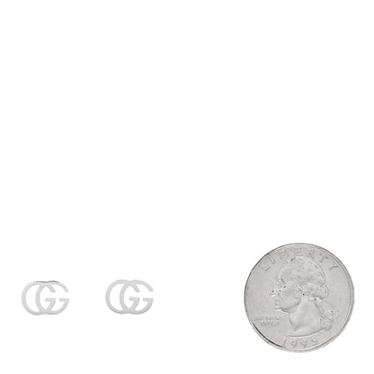 Gucci 18K White Gold Running G Stud Earrings 2 of 4