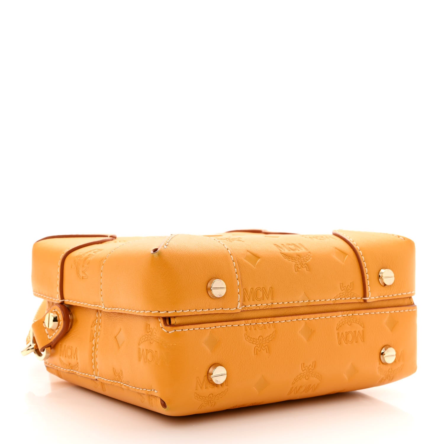 MCM Calfskin Ottomar Monogram Soft Berlin Crossbody Golden Mango 4 of 10