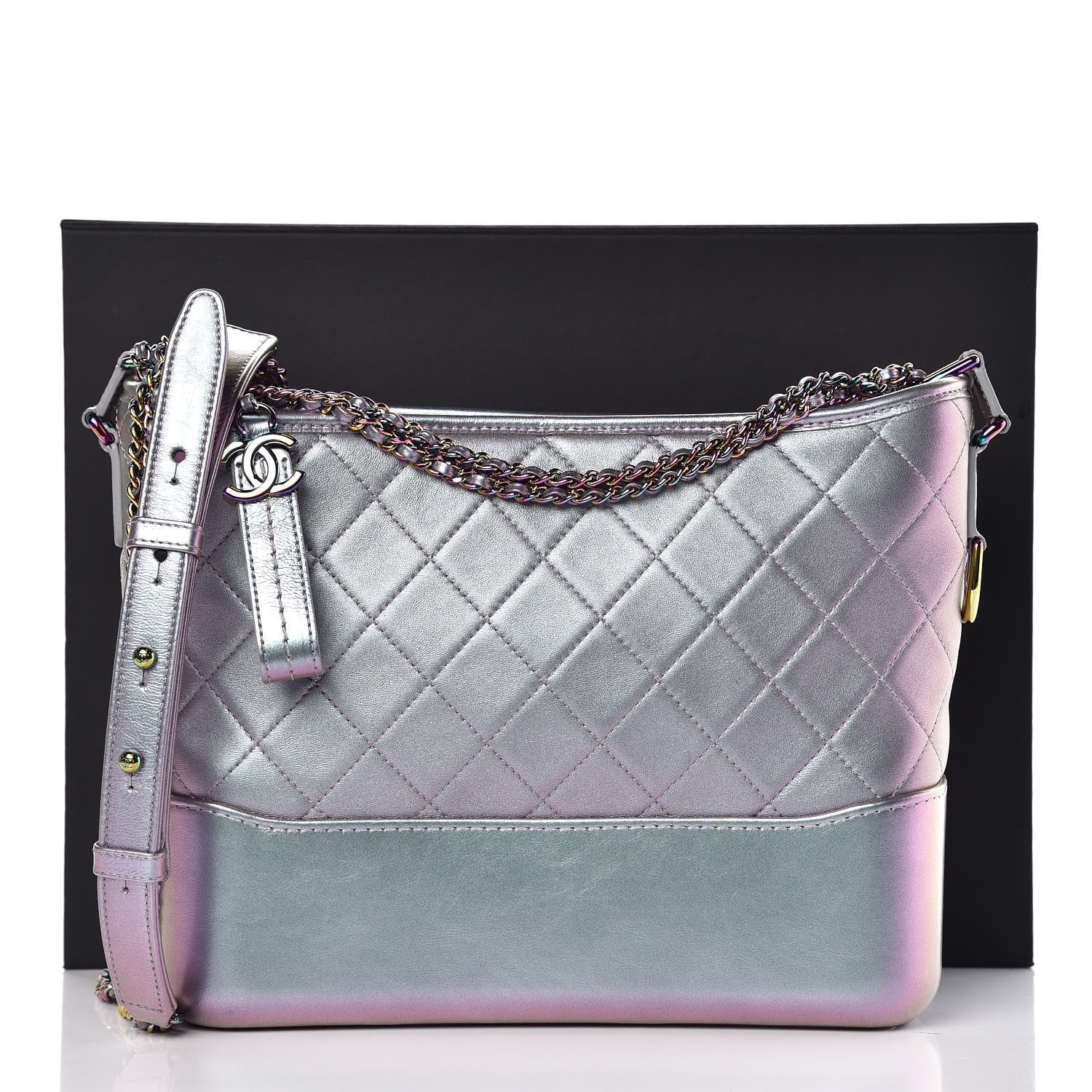 Chanel Iridescent Lambskin Calfskin Quilted Medium Gabrielle Hobo Light Purple 8 of 8