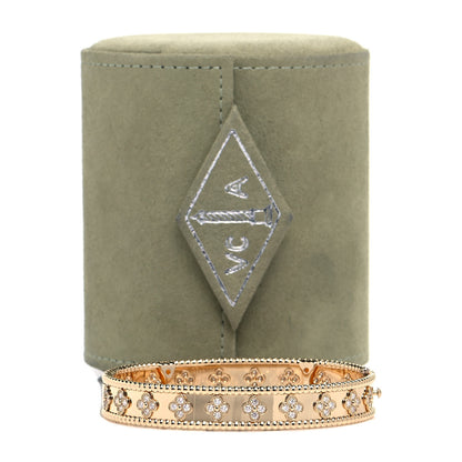 Van Cleef & Arpels 18K Yellow Gold Diamond Perlee Clovers Bangle Bracelet L 6 of 6