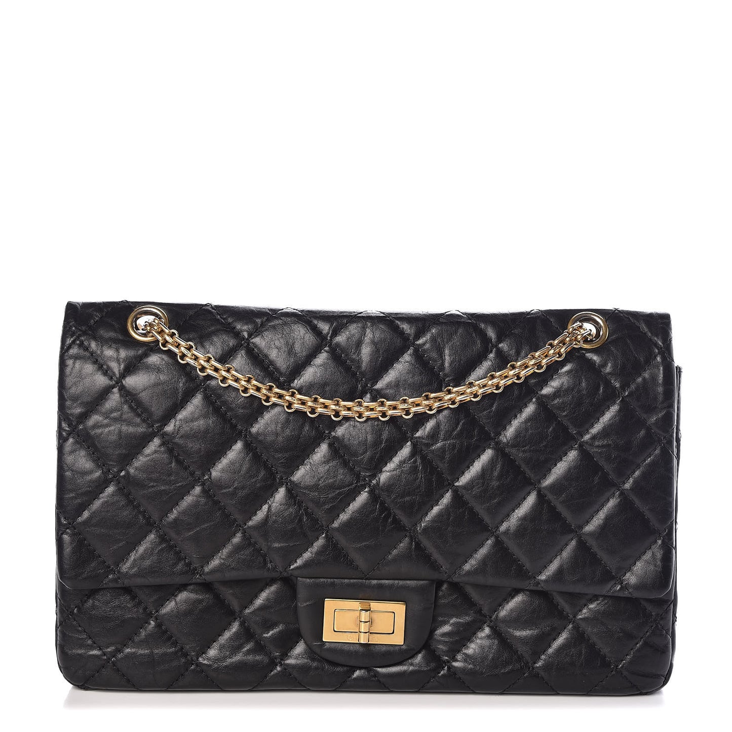 Aged Calfskin Quilted 2.55 Reissue 227 Flap Black