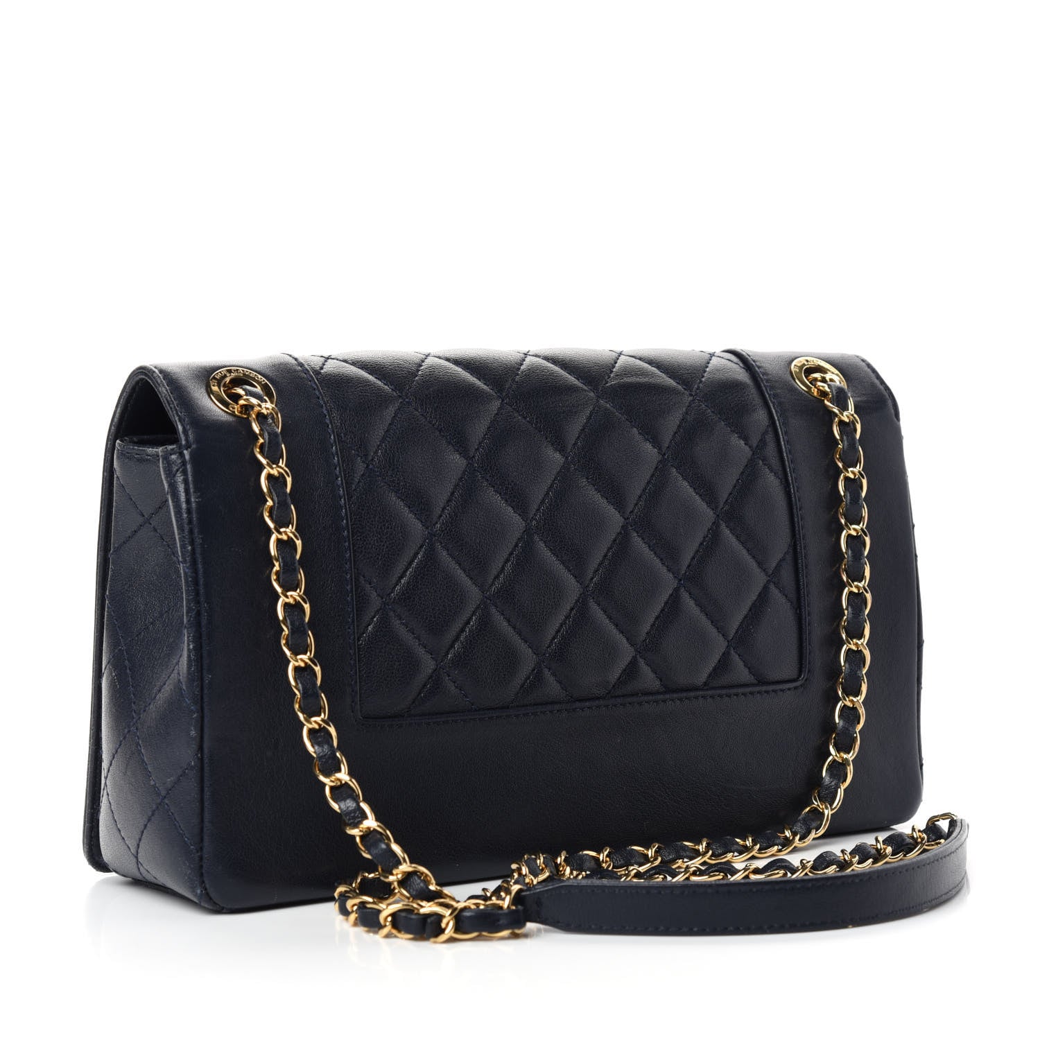 Chanel Sheepskin Quilted Vintage Mademoiselle Flap Navy 3 of 10