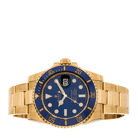 18K Yellow Gold 40mm Submariner Date Watch Blue 116618LB
