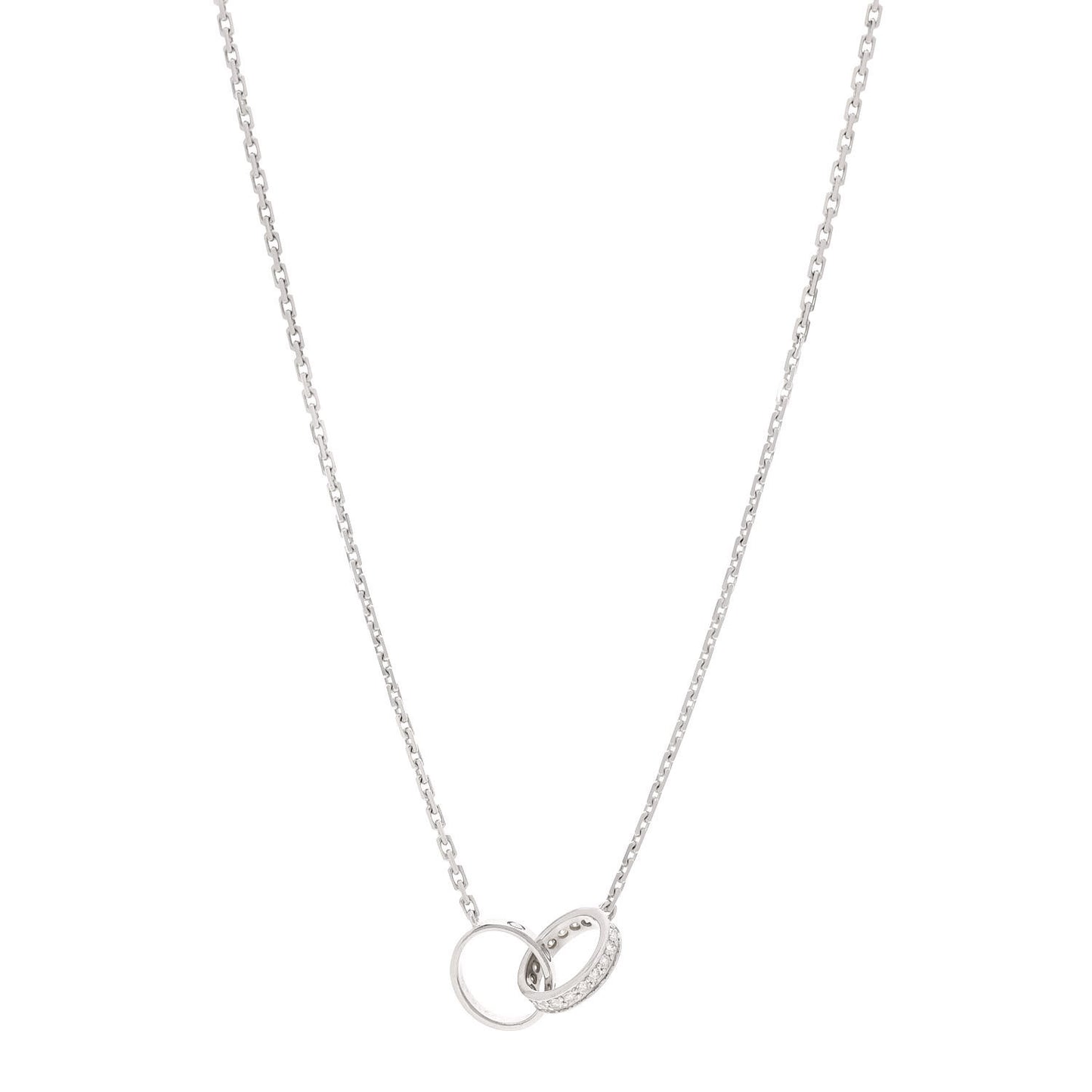 18K White Gold Diamond Interlocking LOVE Necklace
