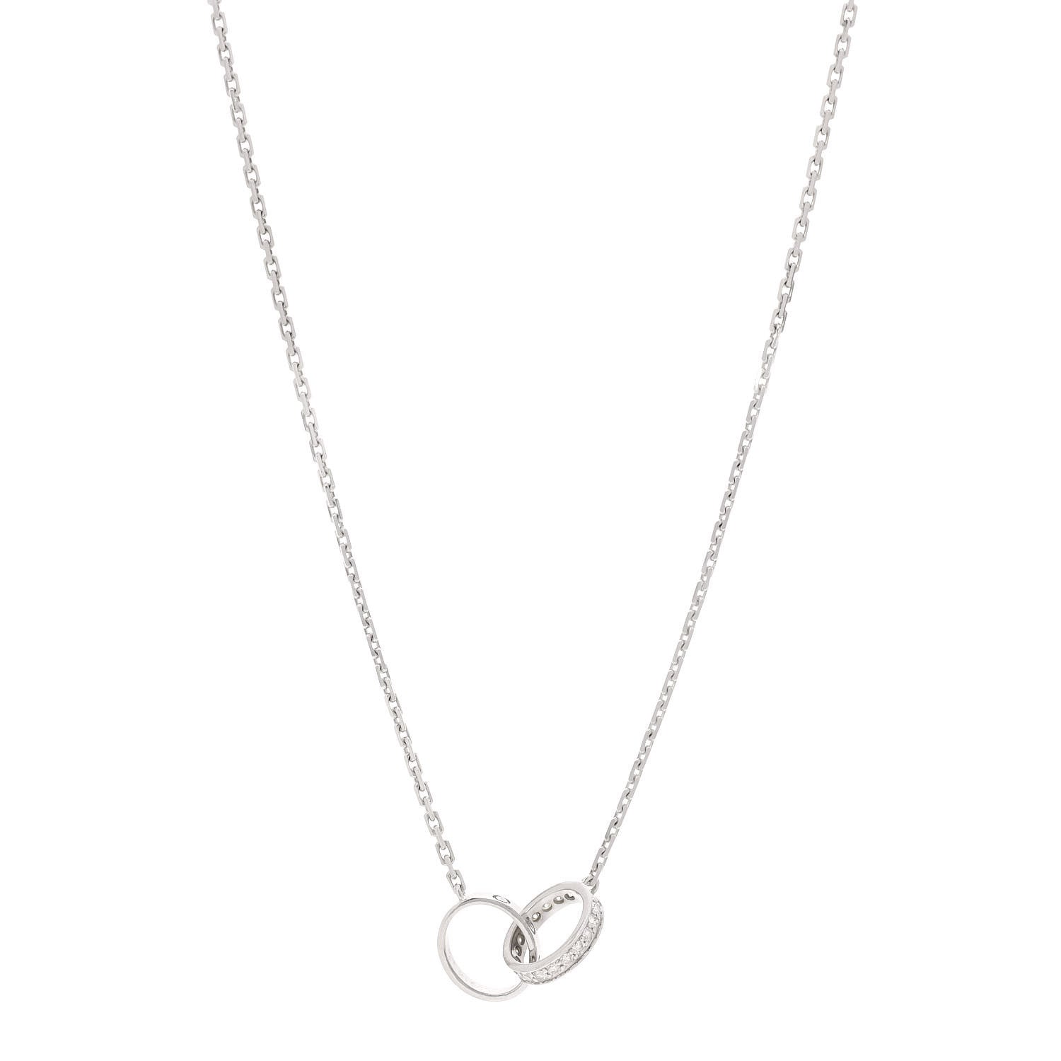 Cartier 18K White Gold Diamond Interlocking LOVE Necklace 1 of 6