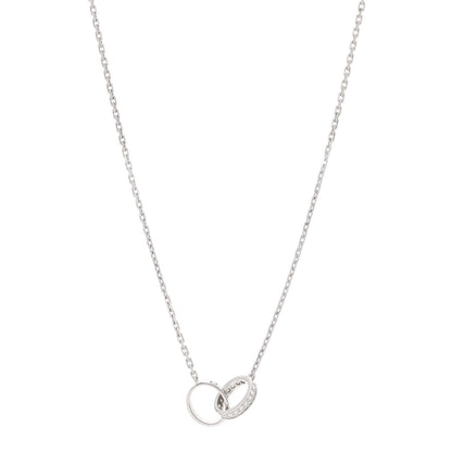 Cartier 18K White Gold Diamond Interlocking LOVE Necklace 1 of 6