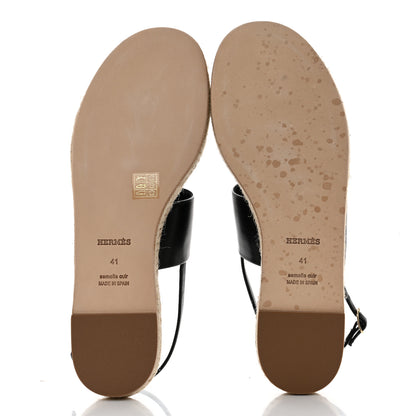 Hermes Goatskin Eloise Espadrille Sandals 41 Black 5 of 9
