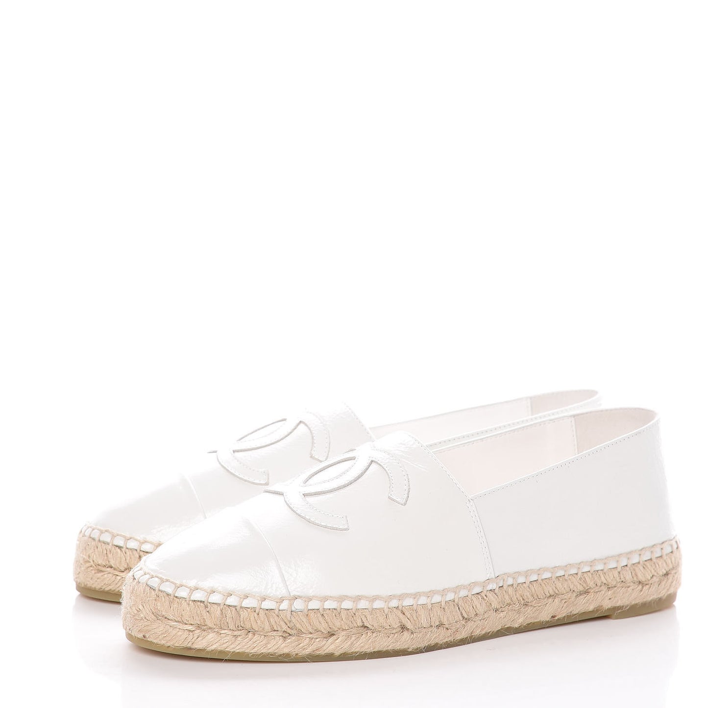 Distressed Patent CC Espadrilles 39 White