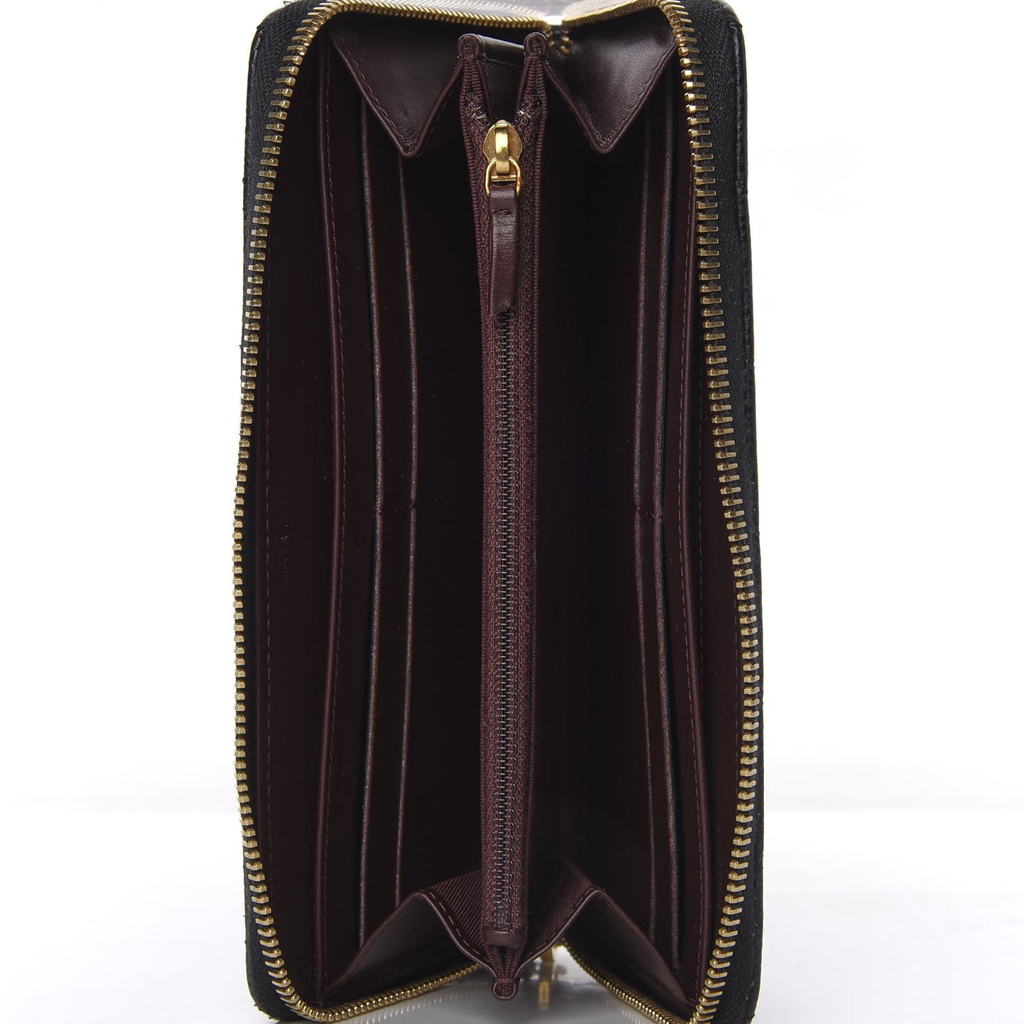 Caviar Quilted Large Gusset Zip Around Wallet Black