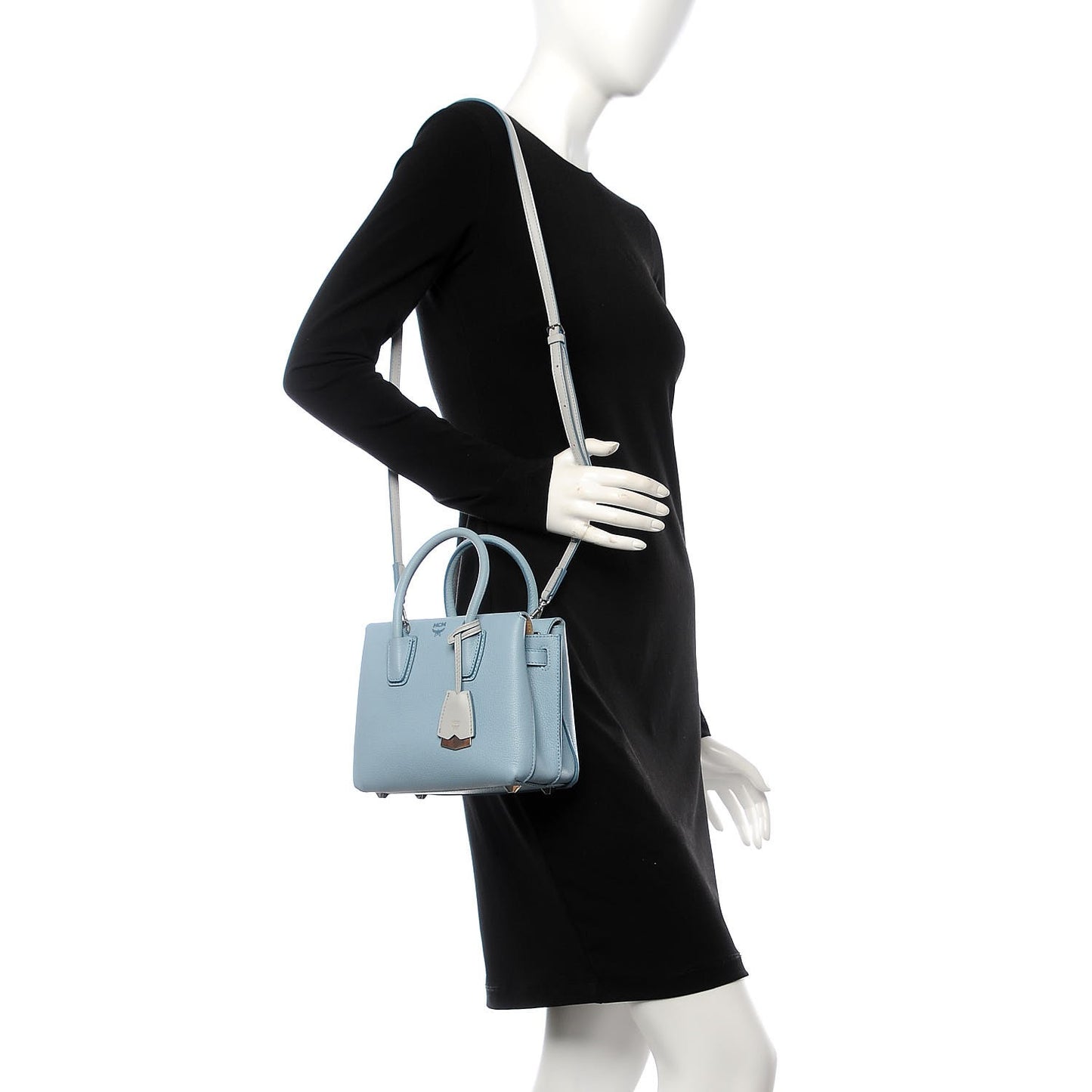 Grained Calfskin Mini Milla Tote Sky Blue