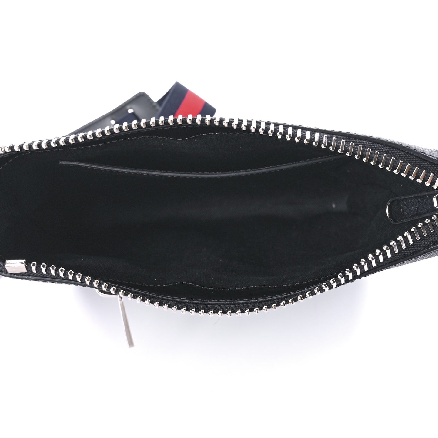 GG Supreme Monogram Web Small Flat Messenger Bag Black Grey