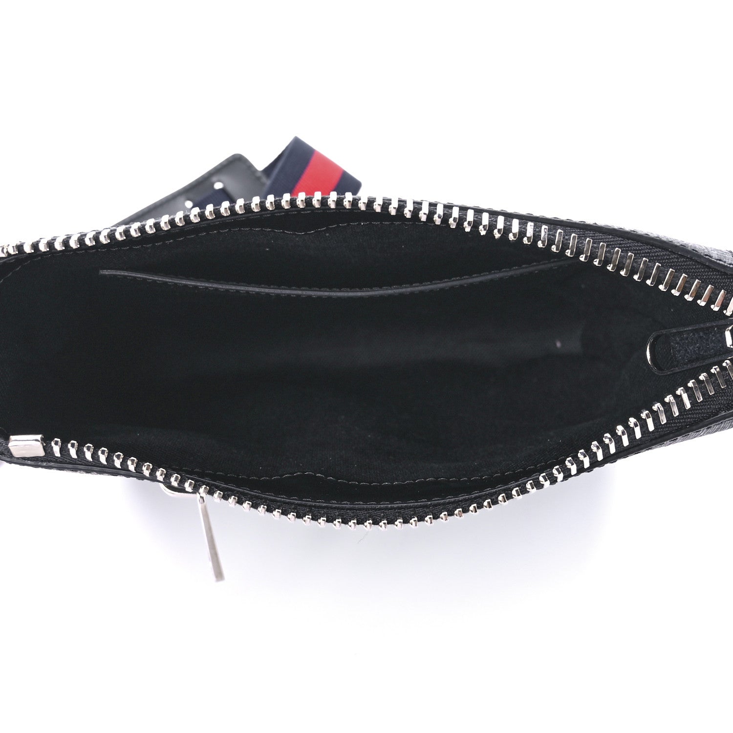 Gucci GG Supreme Monogram Web Small Flat Messenger Bag Black Grey 5 of 14