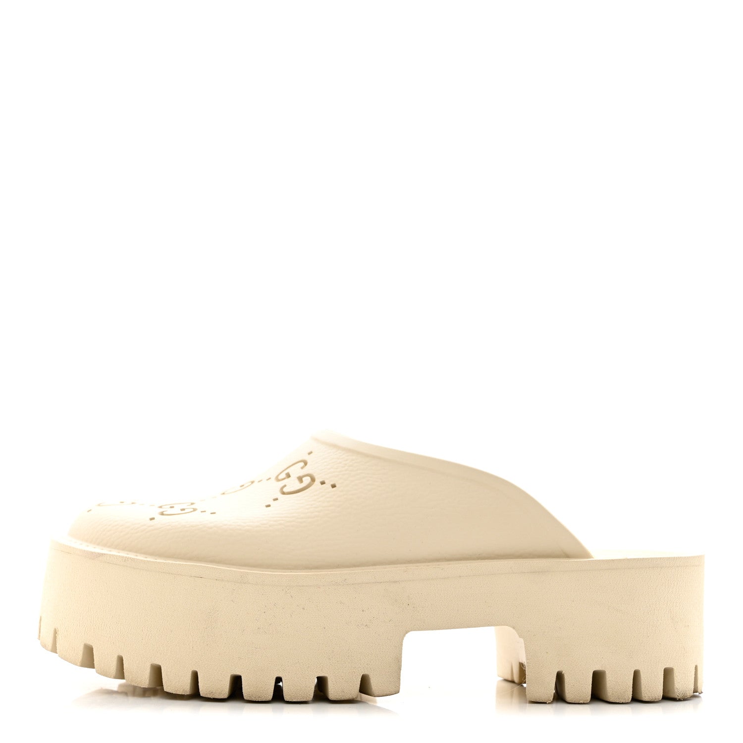 Gucci Rubber GG Monogram Perforated Elea Platform 55mm Lug Sole Sandals 37 Mystic White 1 of 13