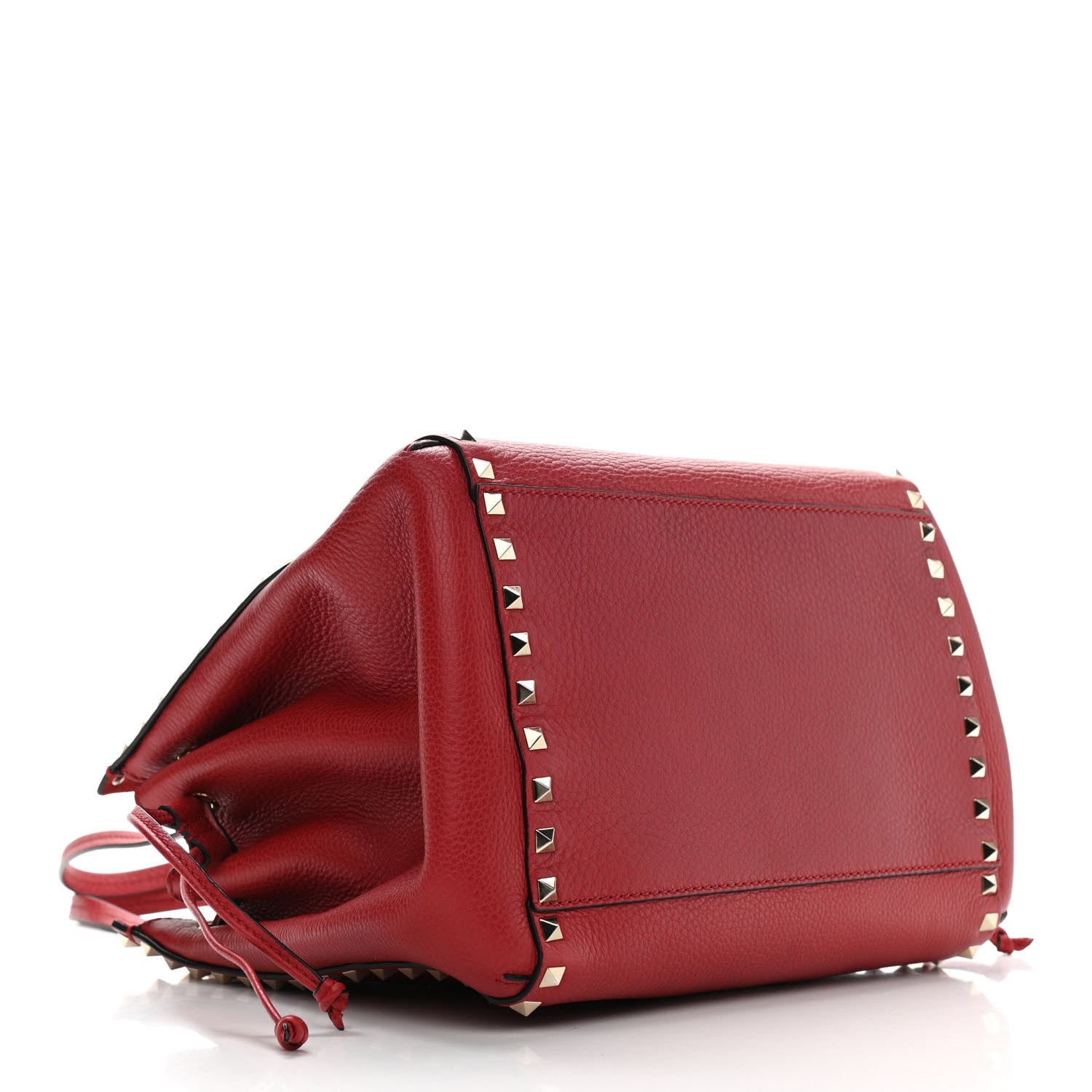 Valentino Garavani Grained Calfskin Rockstud Double Handle Cinch Tote Rosso Valentino 4 of 9