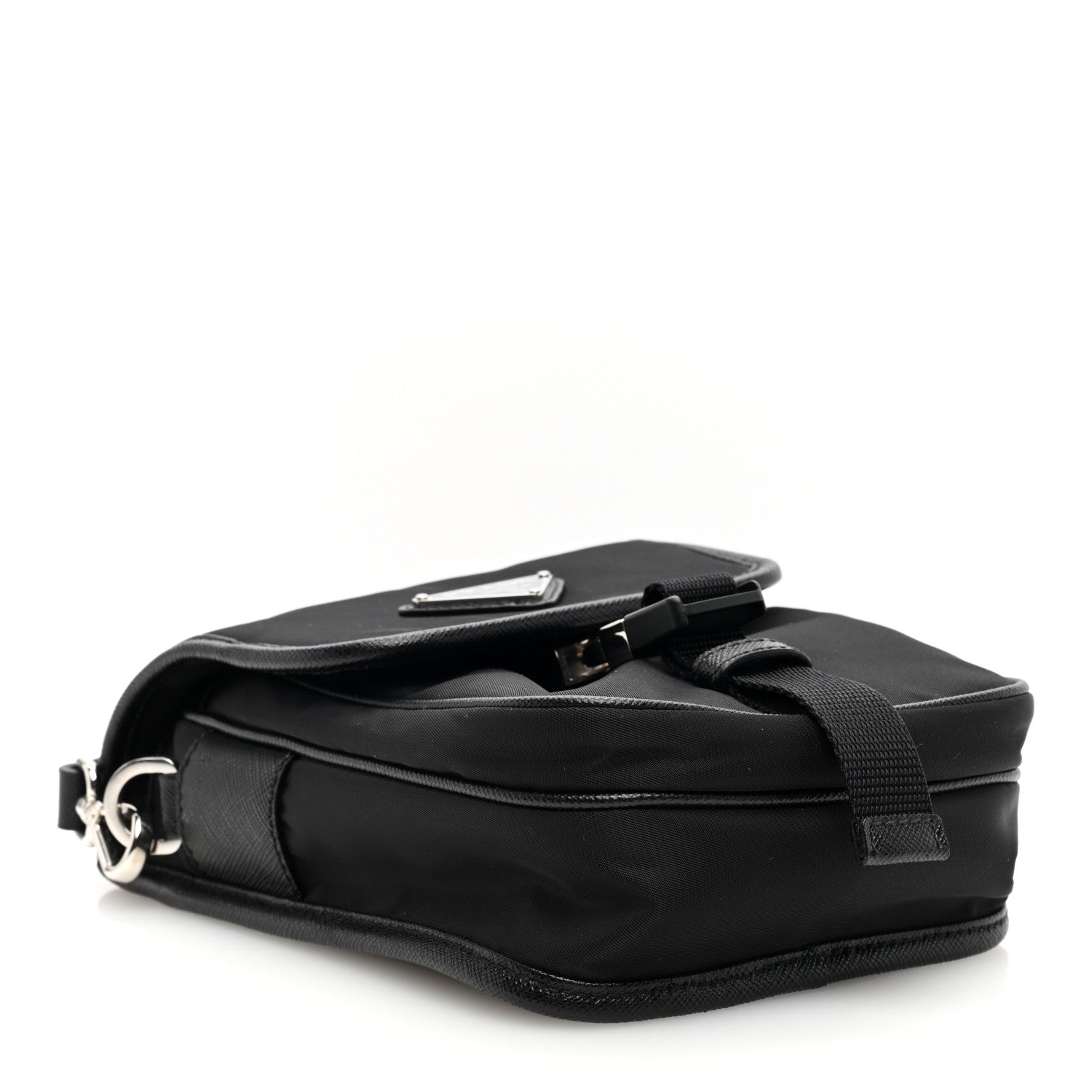 Prada Re-Nylon Saffiano Mini Pocket Single Snap Buckle Messenger Bag Black 4 of 10