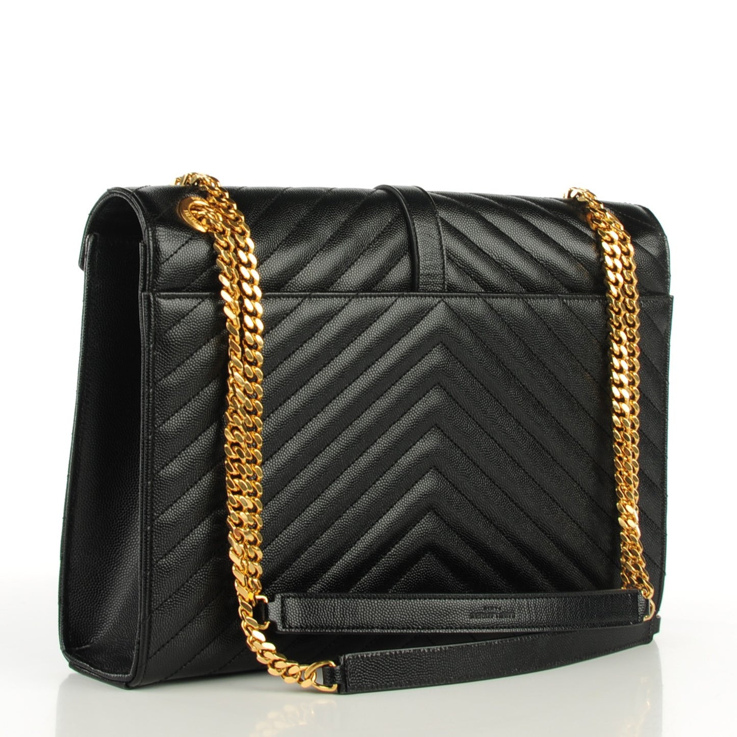 Grain De Poudre Matelasse Chevron Large Monogram Satchel Black