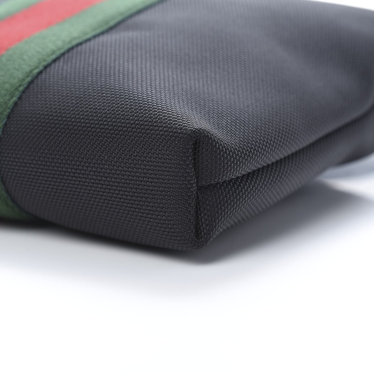 Techno Canvas Selleria Calfskin Web Small Flat Messenger Bag Black