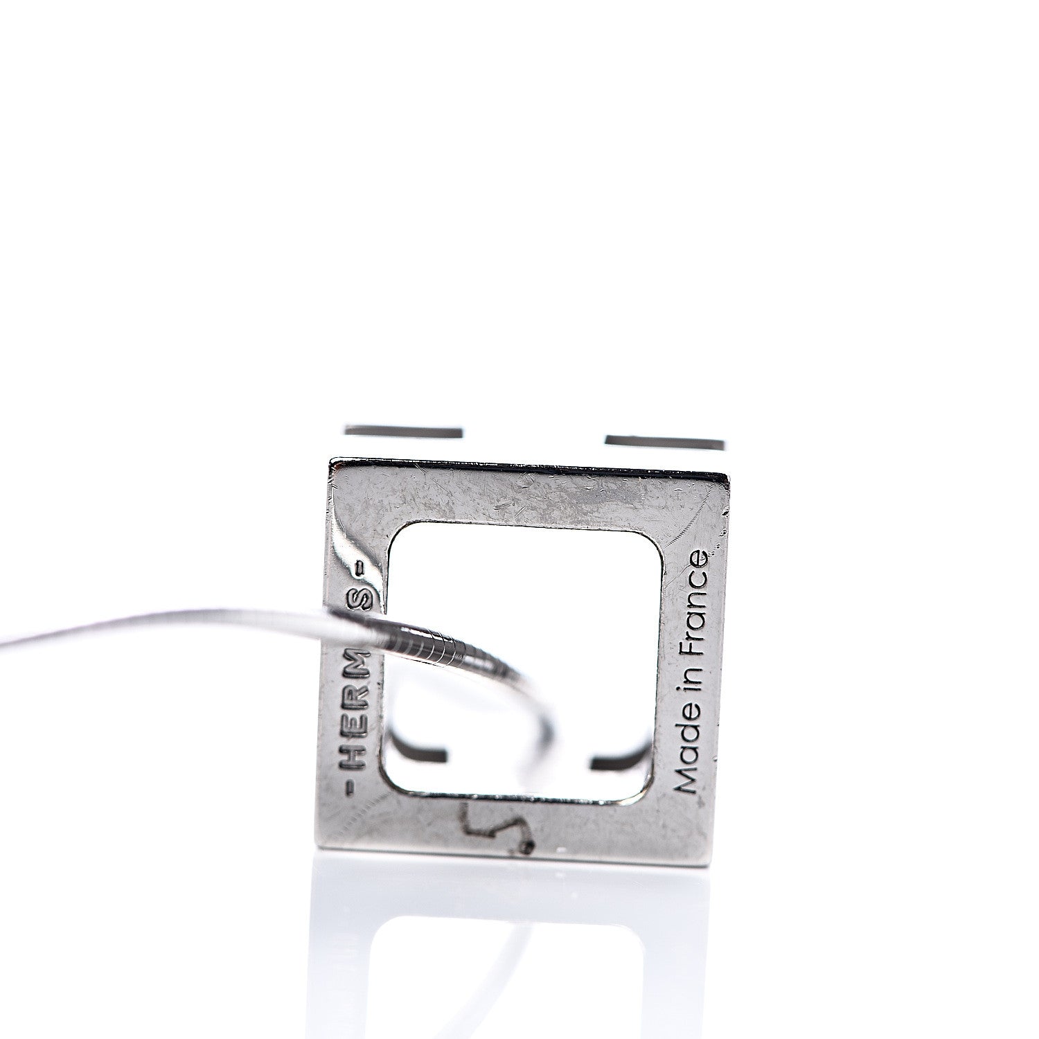 Hermes Palladium Lacquered Cage d'H Pendant Necklace Pervenche 3 of 5
