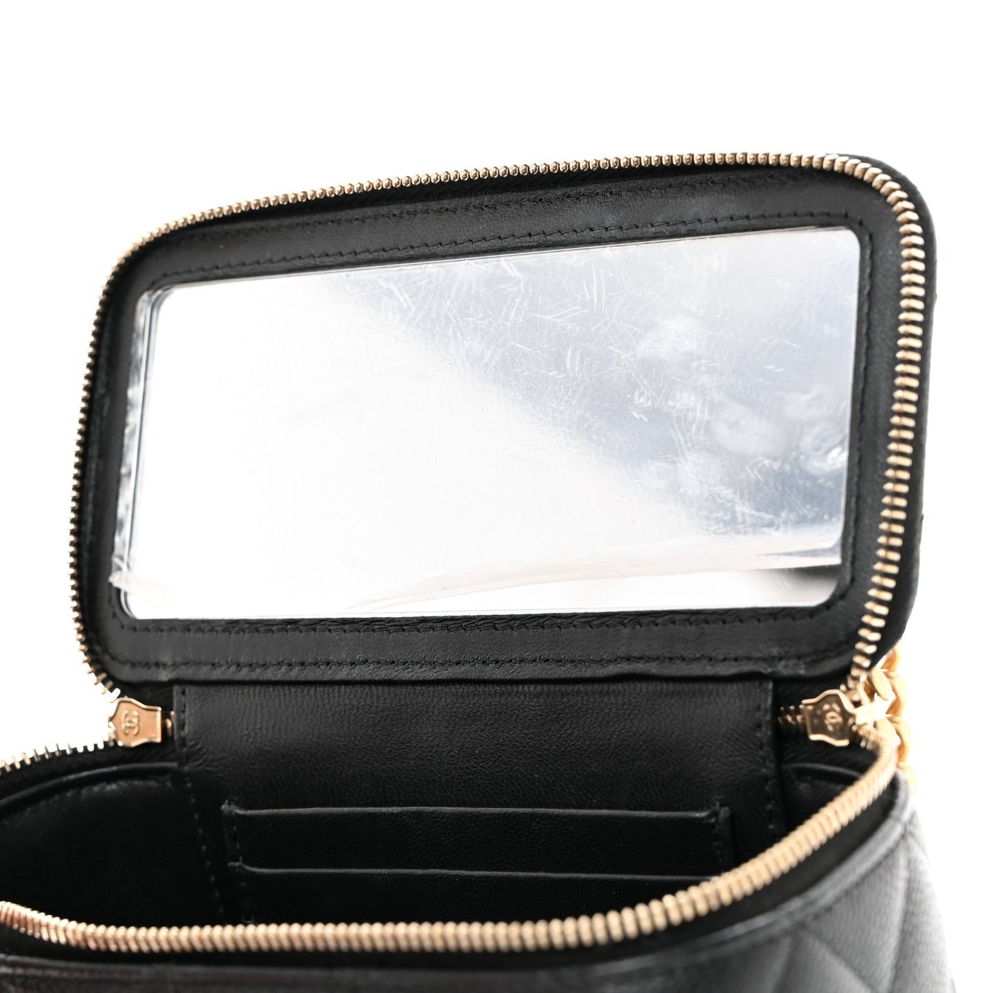 Caviar Quilted Sweetheart Vanity Case Black