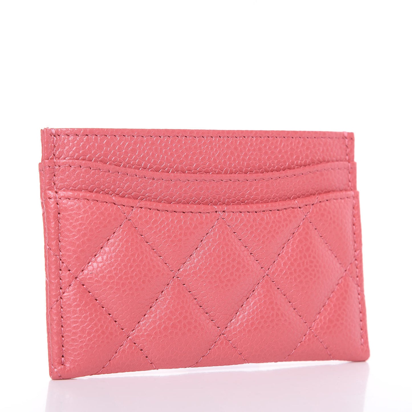 Metallic Caviar Quilted Card Holder Pink