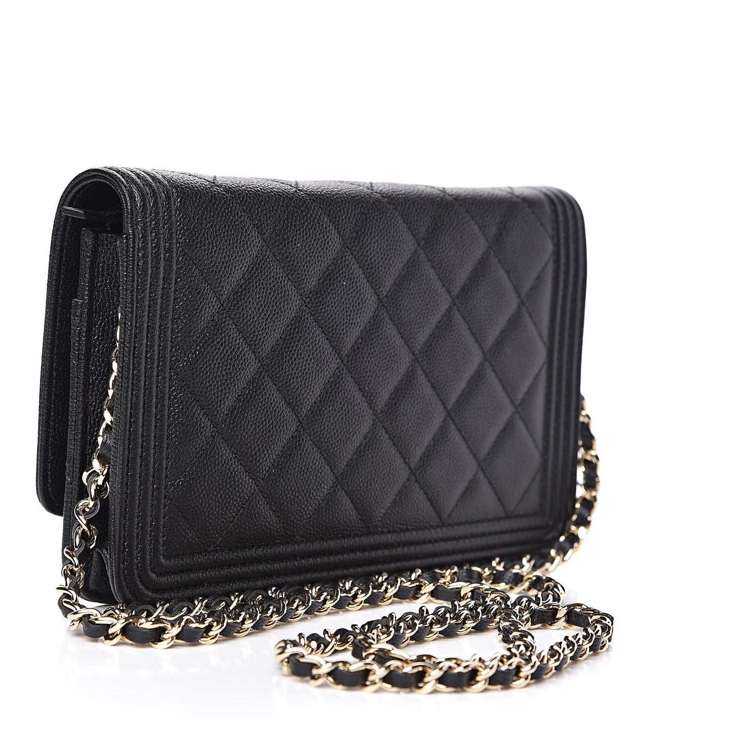 Caviar Quilted Boy Wallet On Chain WOC Black