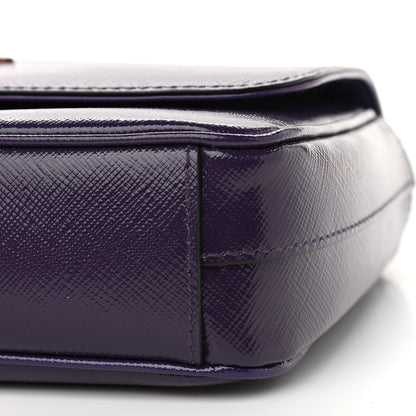 Prada Saffiano Vernice Sound Flap Chain Crossbody Bag Viola 9 of 11