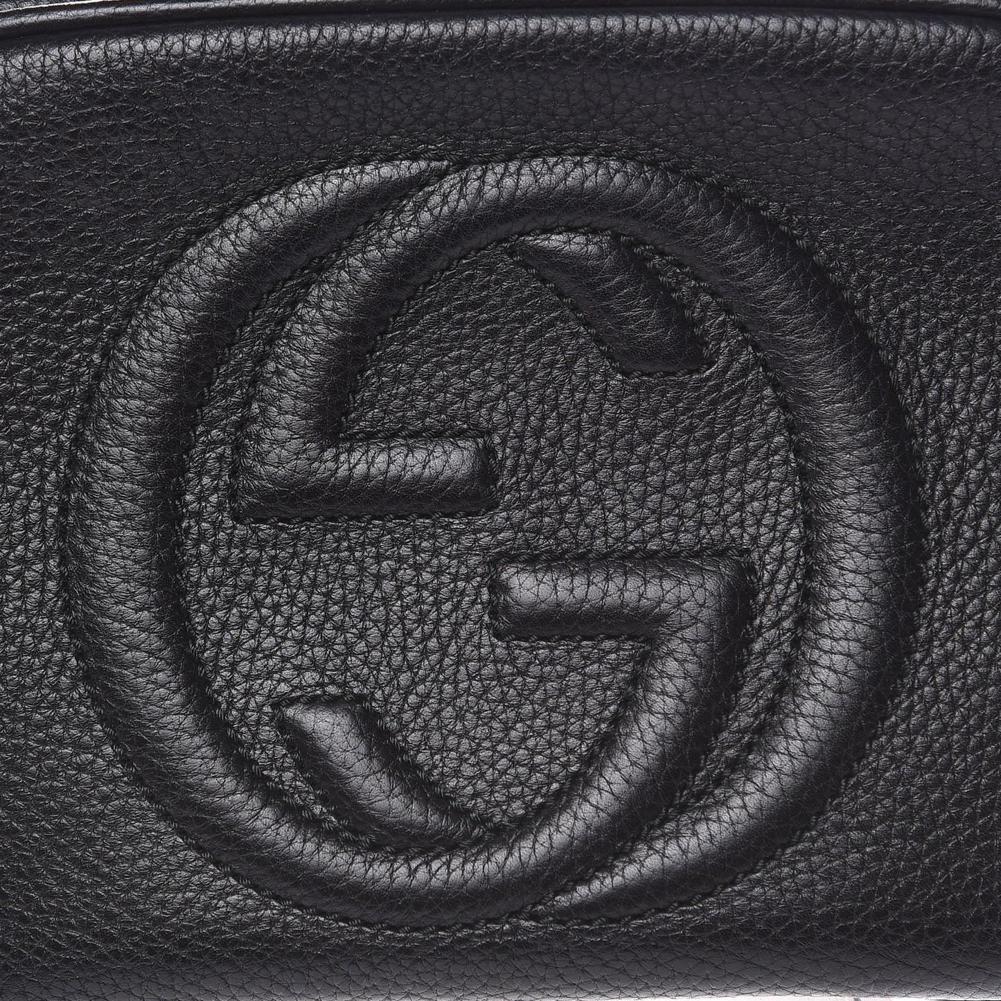 Pebbled Calfskin Small Soho Disco Bag Black