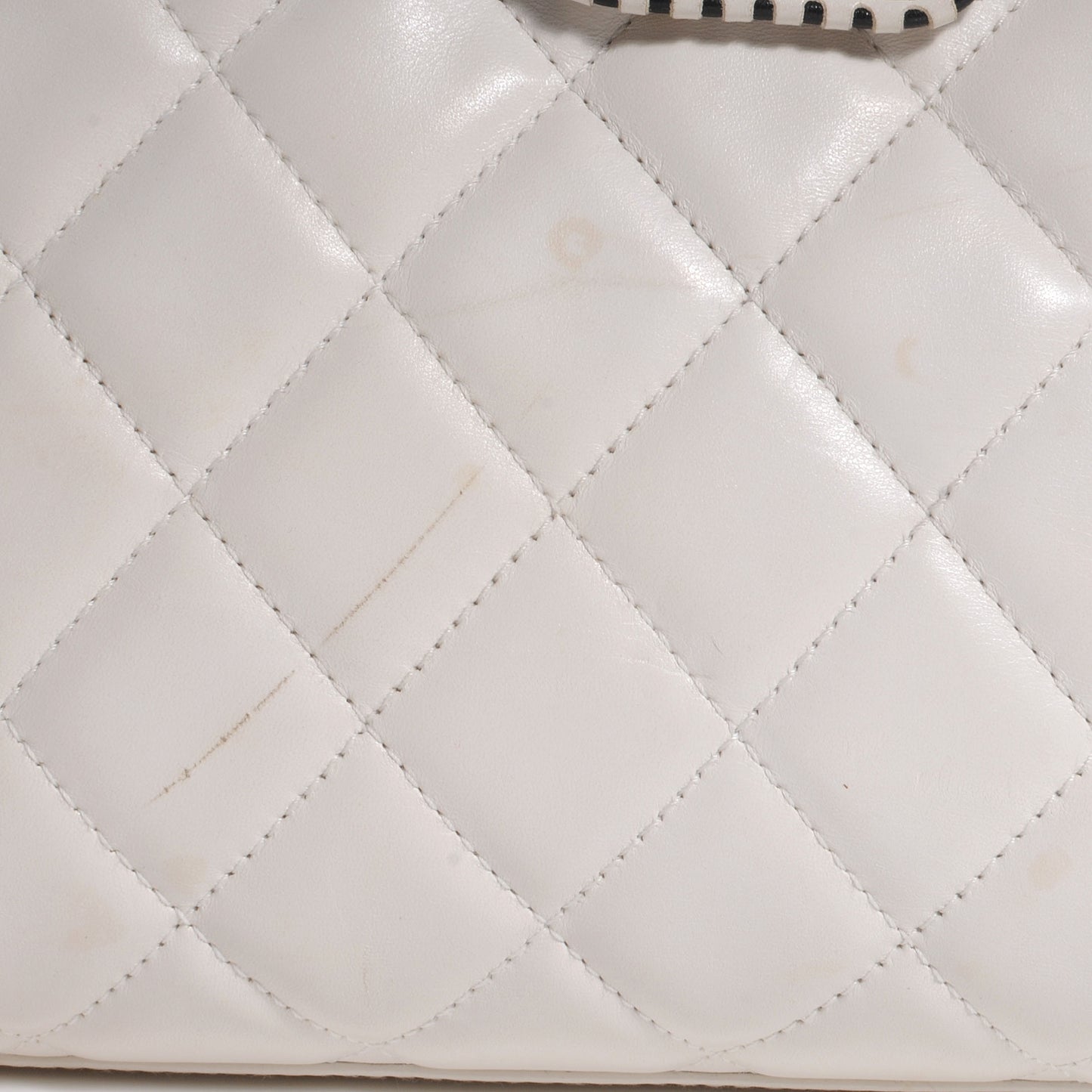Leather CC Top Handle Bag White